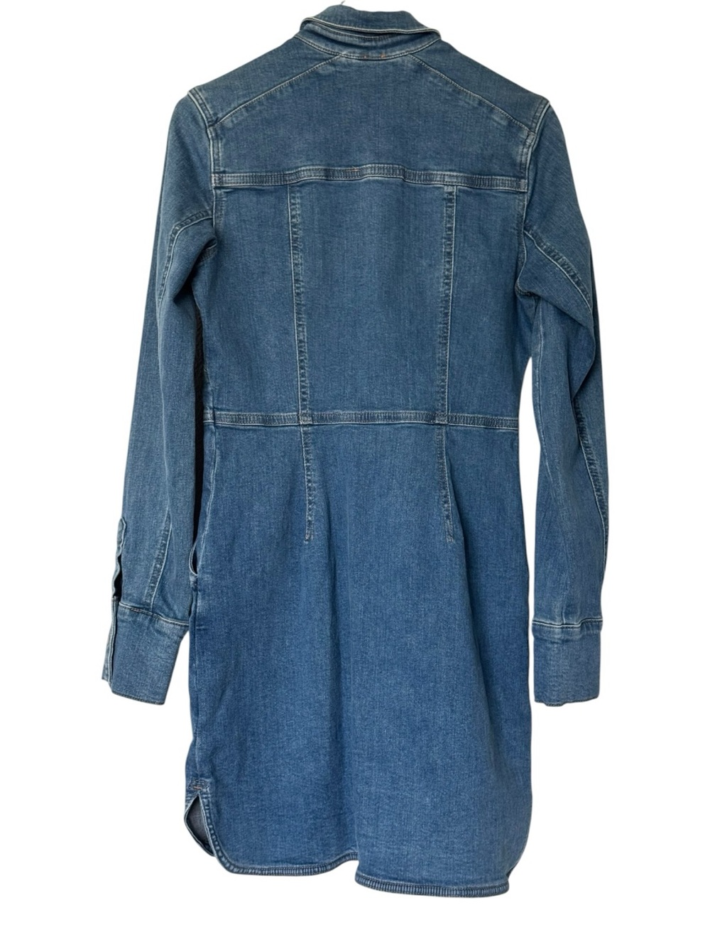 Free People Dynomite Denim Mini Shirt Dress Medium Wash - Small - Picture 3 of 9